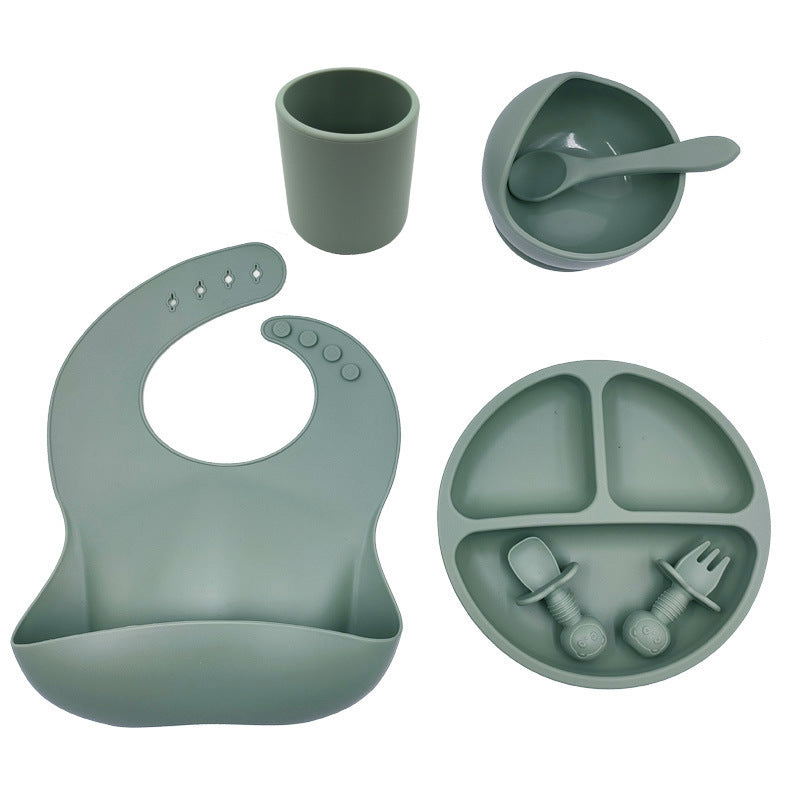 Silicone Baby Cutlery Set with Bib & Cup - Cuddltree